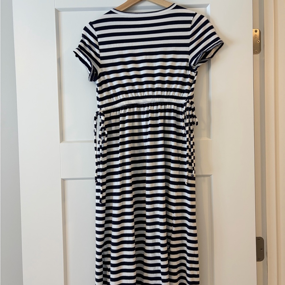 Ingrid & Isabel Navy and White Striped Midi Maternity Dress - Picture 3 of 4